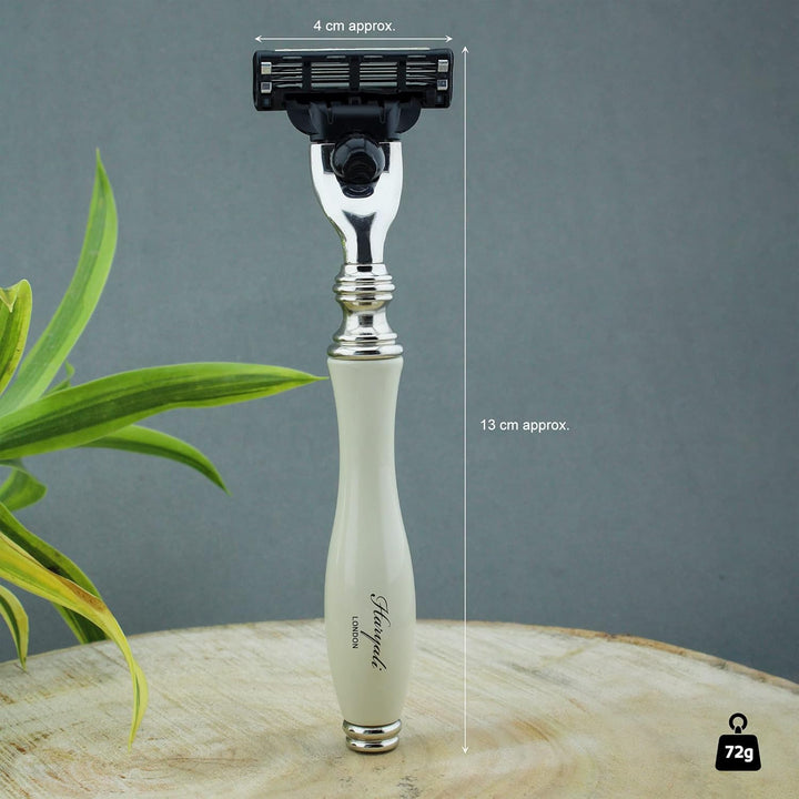 Rasier Set Herren – Dachshaar Rasierpinsel & 3 Kante Kompatibler Rasierer mit Reiseetui – Nassrasur