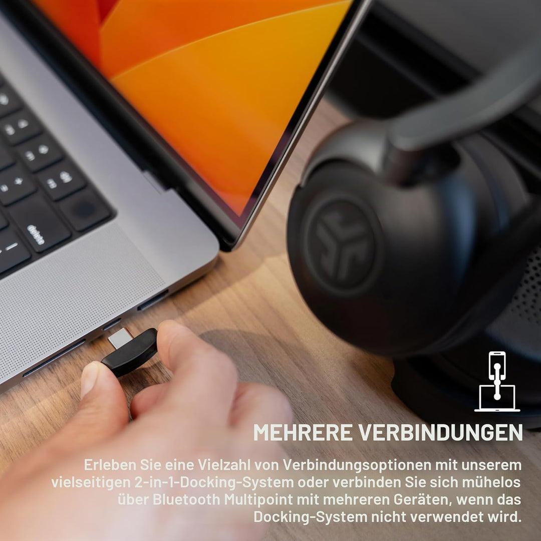 JLab Epic Work ANC Headset mit Mikrofon Bluetooth, Smart Active Noise Cancellation, 90+ Std. Akku, W