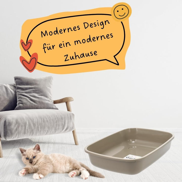 GarPet Katzenklo in 5 Grössen Katzentoilette ohne Deckel Katzen WC Schalentoilette Klo grau eckig hy