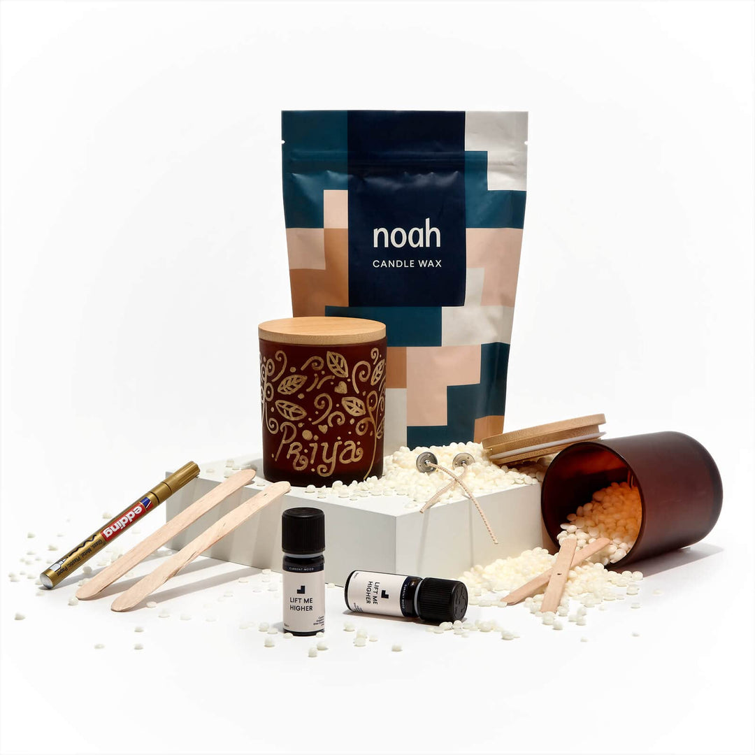 noah Kerzen Selber Machen Set – Enthält Kerzenwachs, ätherisches Öl, Docht, Geschenkbox – Stellen Si