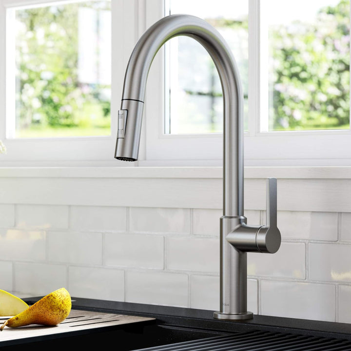 Kraus KPF-2820SFS Oletto Einhandgriff ausziehbare Küchenarmatur 43,2 cm Spotfrei Edelstahl 17 Inch F