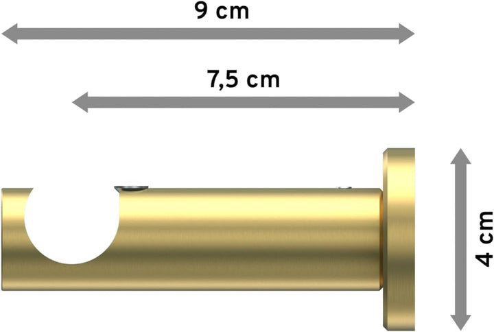 INTERDECO Träger/Wandhalter Messing Optik, offen 7,5 cm Abstand, 1-läufig 20 mm Ø, Platon (4 Stück)