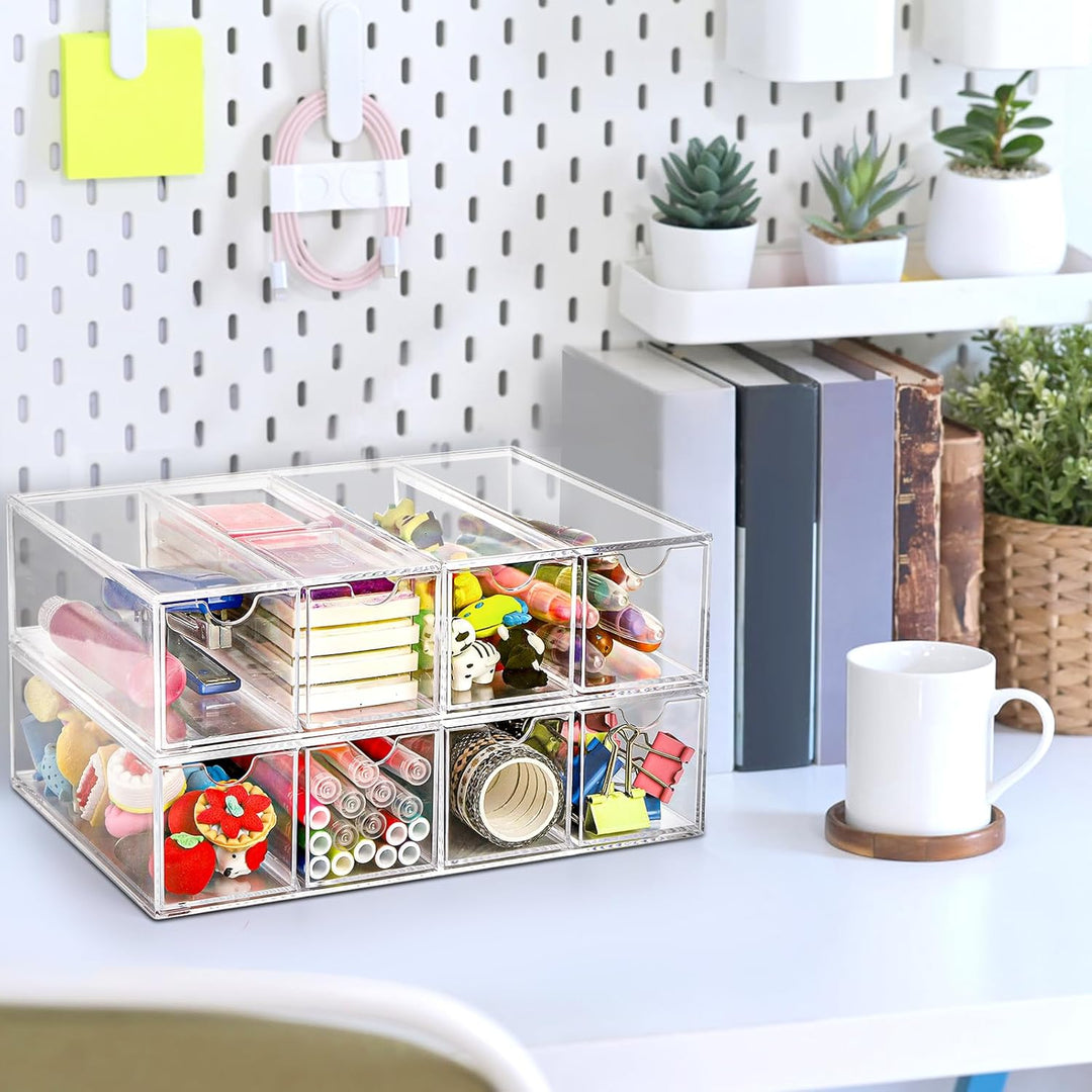 Nicunom 2 Stück Sonnenbrillen-Organizer, Acryl, transparentes Brillenetui mit 4 Schubladen, Brillena