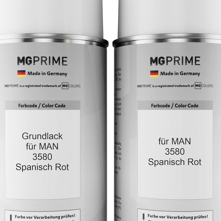 MG PRIME Autolack Sprühdosen Set für MAN 3580 Spanisch Rot Grundlack Basislack Klarlack Spraydose 40