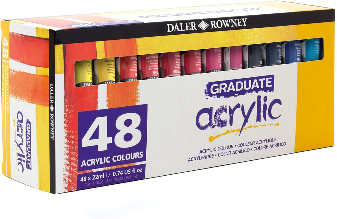 Daler Rowney 123900048 Graduate Acrylfarben-Set, 22 ml, 48 Stück 22.00 ml (48er Pack), 22.00 ml (48e
