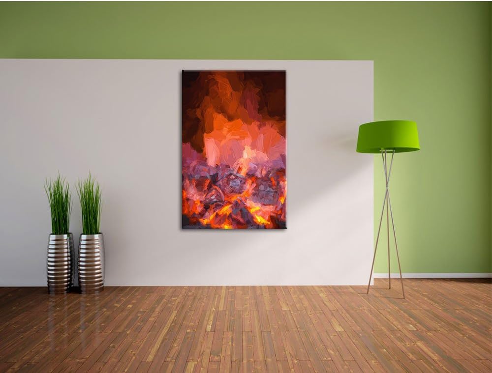 Pixxprint Loderndes Feuer als Leinwandbild/Grösse: 100x70 / Wandbild/Kunstdruck/fertig bespannt, 100
