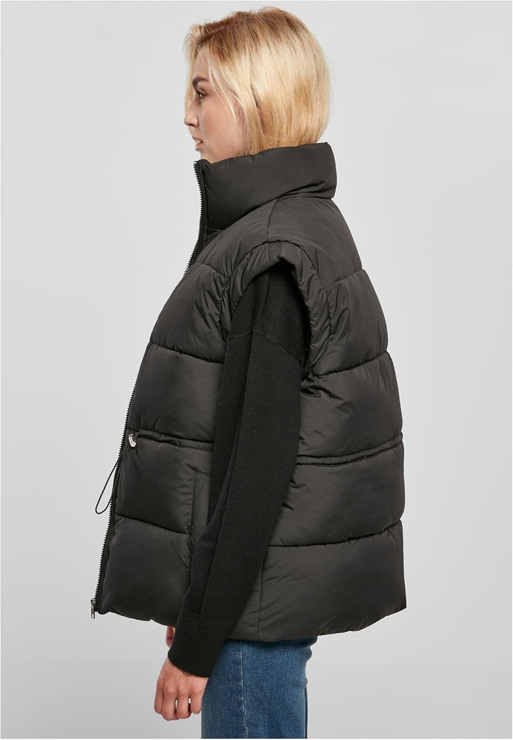 Urban Classics Damen Ladies Waisted Puffer Vest 4XL Schwarz, 4XL Schwarz