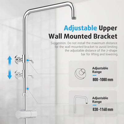 Rainsworth Duschsystem ohne Armatur Chrom - 20 * 20cm Quadratisch Regendusch Dusche Set, Duschgarnit