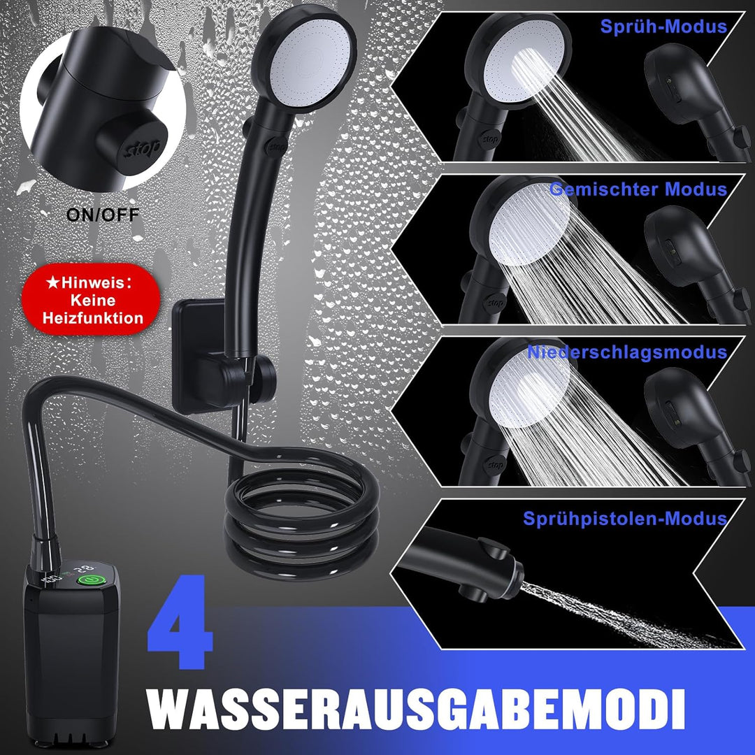 Spopal Campingdusche Tragbare, [6000mAh] Camping Dusche mit mit Pumpe und Temperaturanzeige, Camping