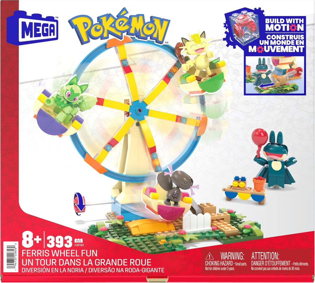 MEGA Pokémon Actionfigur Bauspielzeug, Spass auf dem Riesenrad mit 393 Teilen und beweglichem Felori