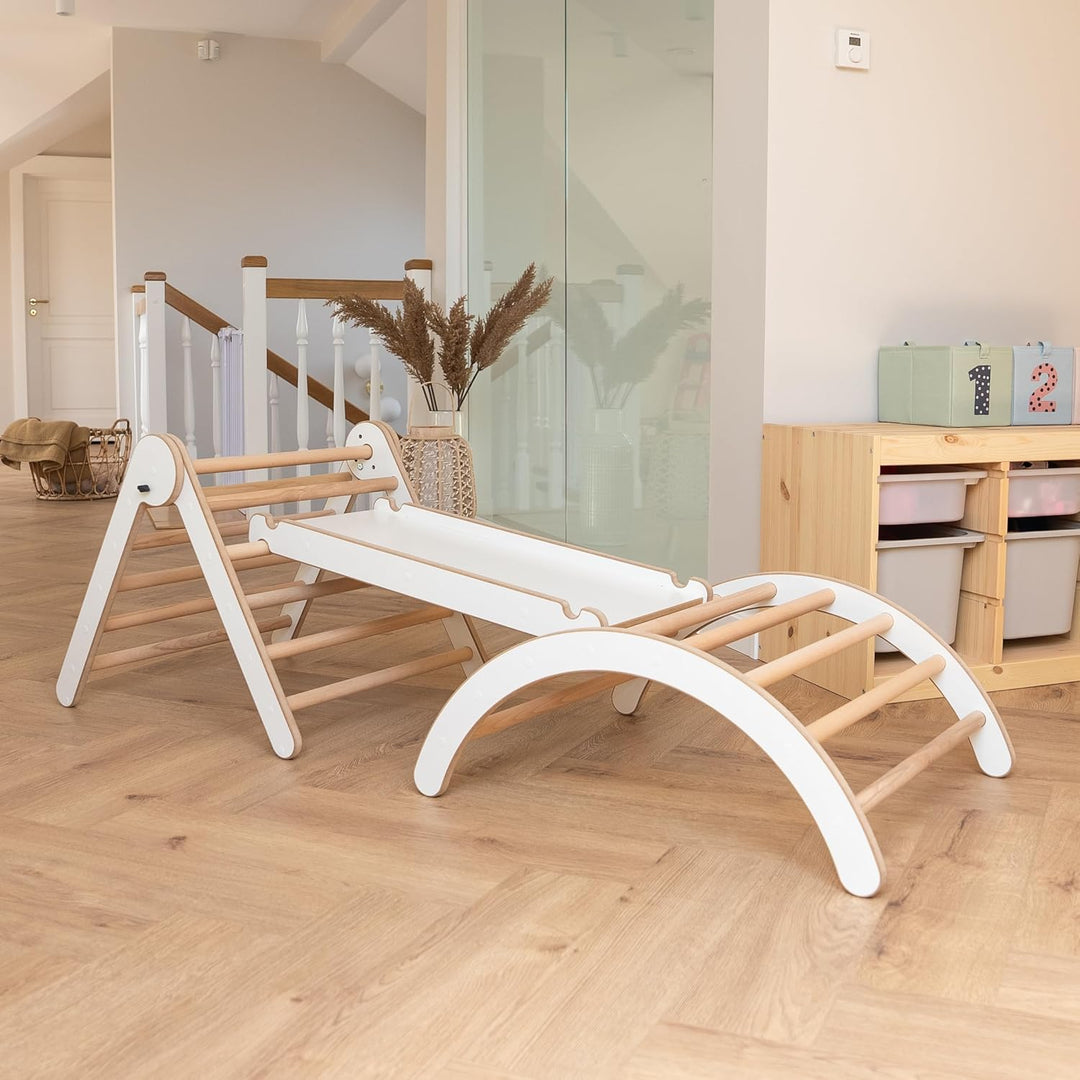 MAMOI® Klettergerüst Kletterdreieck Indoor 4 in 1 Set. Montessori Kletterbogen mit Kissen, Indoor Sp