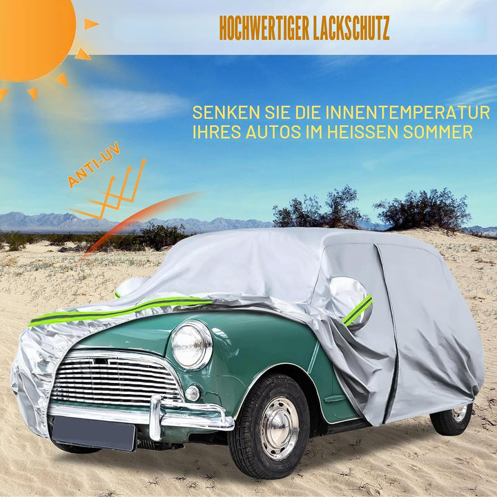 Autoabdeckung Passend für Austin Mini 1959-2000, wasserdichte Vollgarage Autoplane mit Reissverschlu