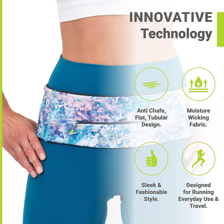 FlipBelt Zipper - Laufgürtel für Handy &amp; kleines Zubehör - Sport-Bauchtasche für Damen und Herren -