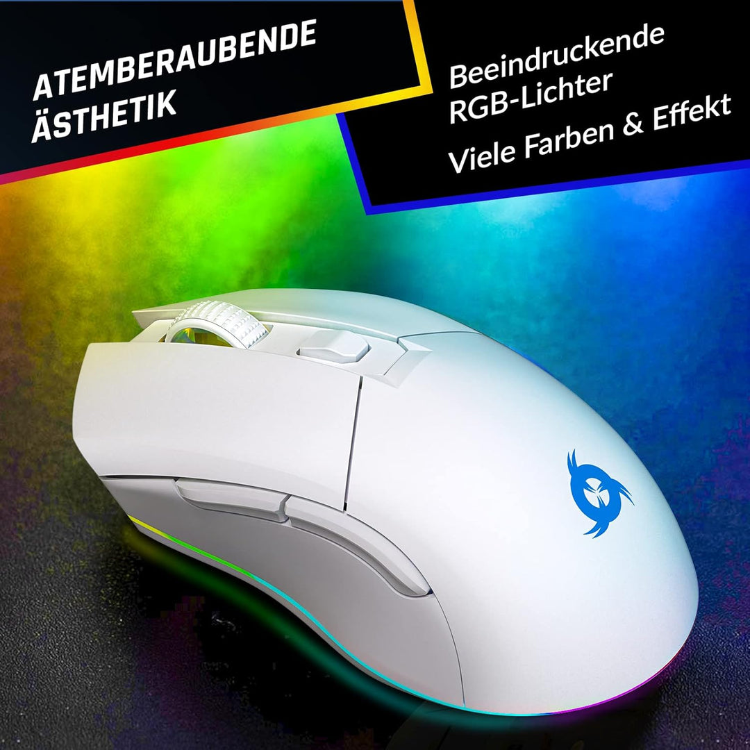 KLIM Blaze Pro Wiederaufladbare kabellose Maus - NEU - Gaming Maus mit RGB und Ladestation - Hochprä