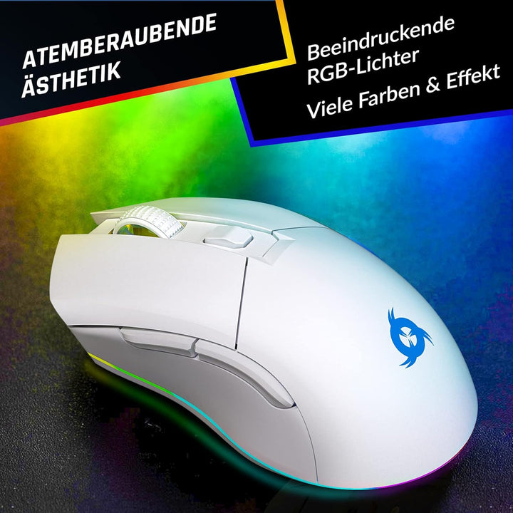 KLIM Blaze Pro Wiederaufladbare kabellose Maus - NEU - Gaming Maus mit RGB und Ladestation - Hochprä