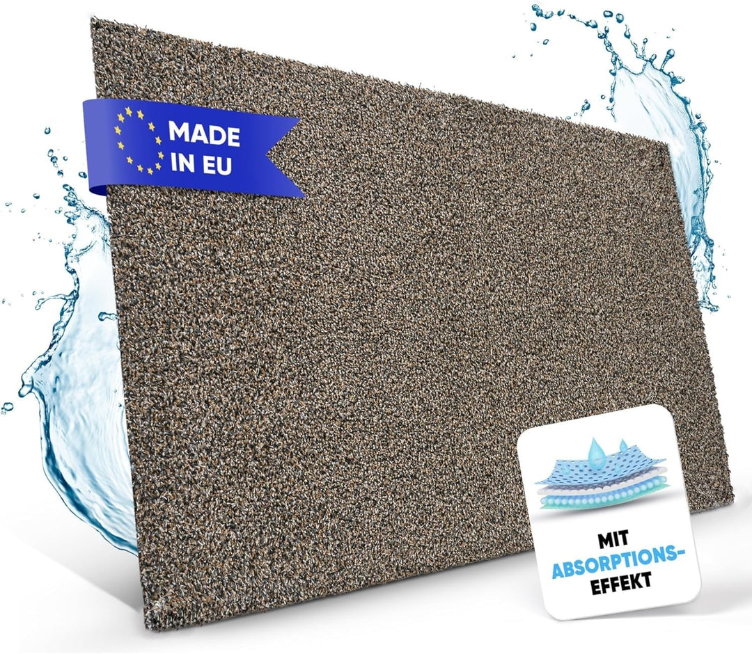 Entrando Fussmatte 100x120 cm - waschbare Schmutzfangmatte innen, Granit | Grosse Eingangsmatte und