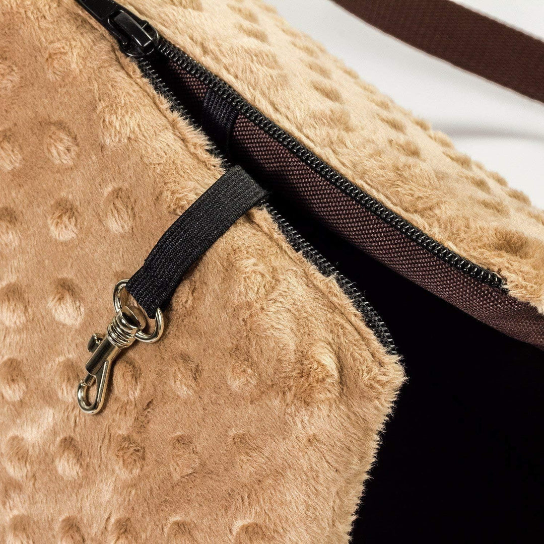 BOUTIQUE ZOO Hundetasche, Welpentasche - Beige (Minky), XS - Tragetasche für kleinen und mittleren H
