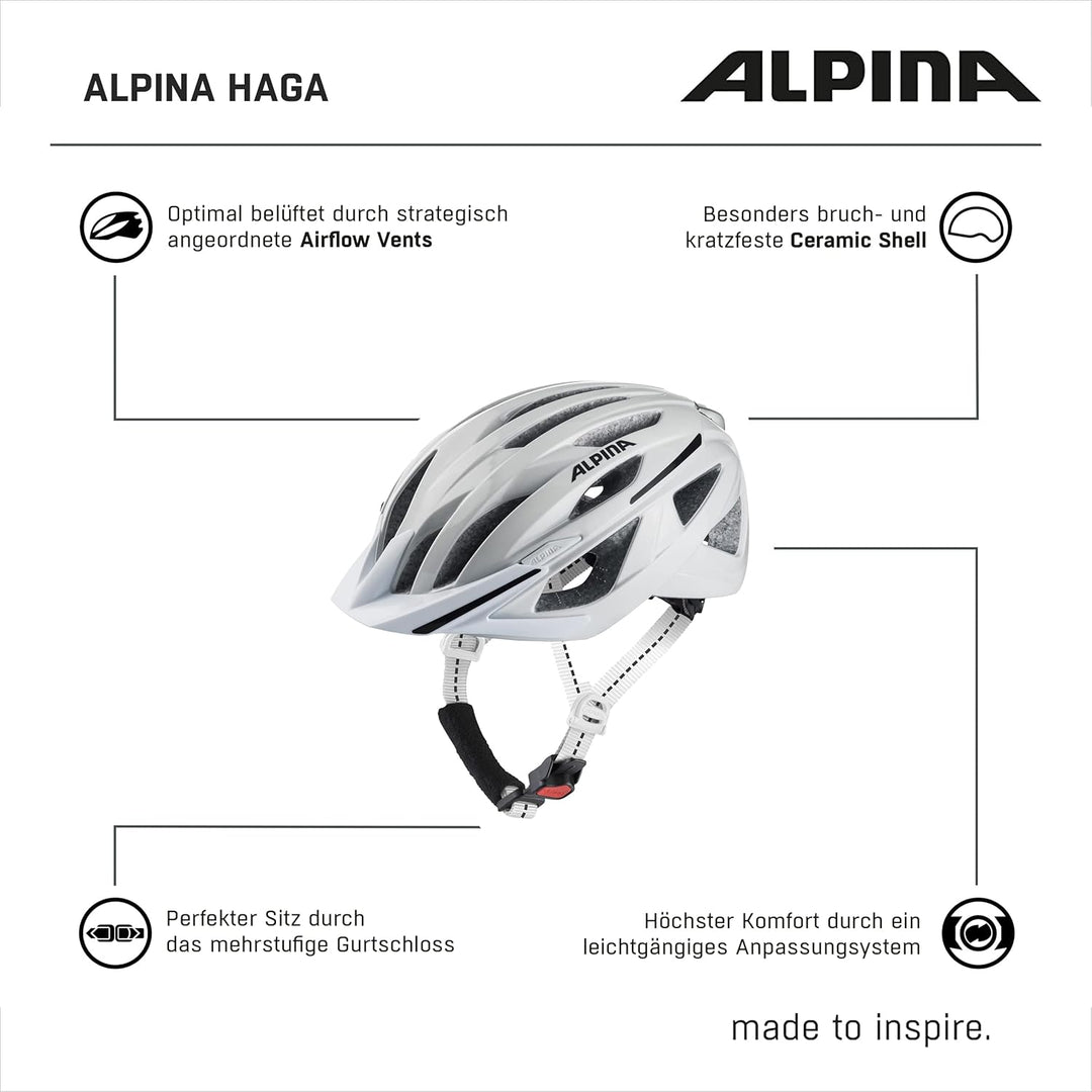 ALPINA HAGA - Stossabsorbierender, Sicherer & Optimal Anpassbarer Urban Fahrradhelm Mit Integriertem