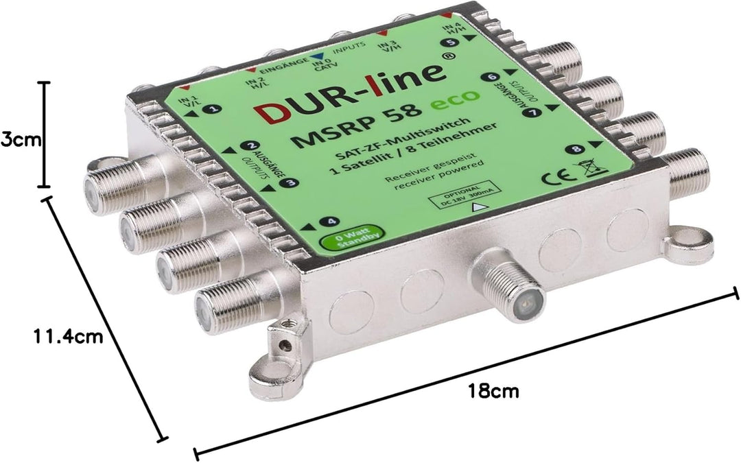 DUR-line MSRP 5/8 eco - Multischalter für 8 Teilnehmer - Geringe Stromaufnahme - 0 Watt Standby Mult