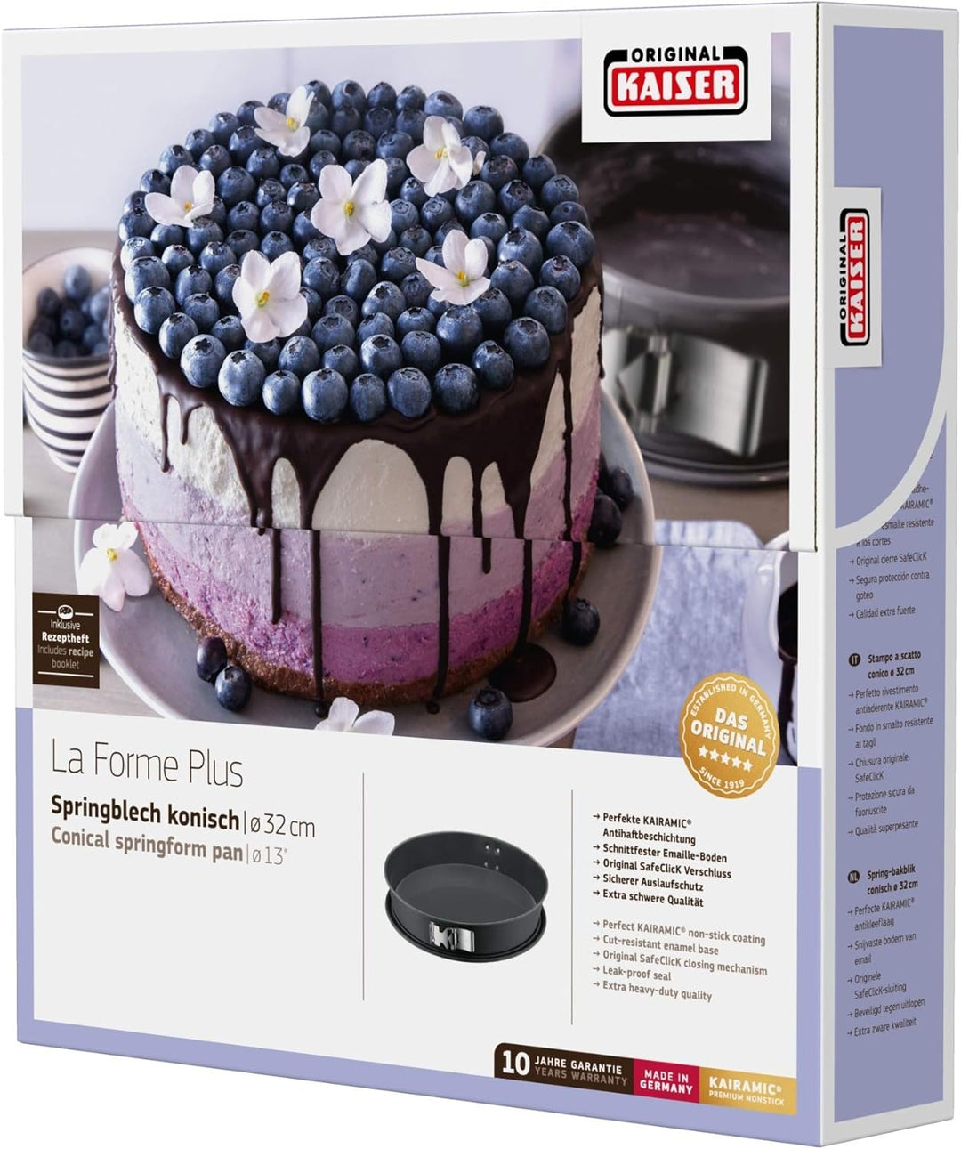 Original Kaiser La Forme Plus Springform-Backblech konisch 32 cm, SafeClick-Verschluss, runde Käseku