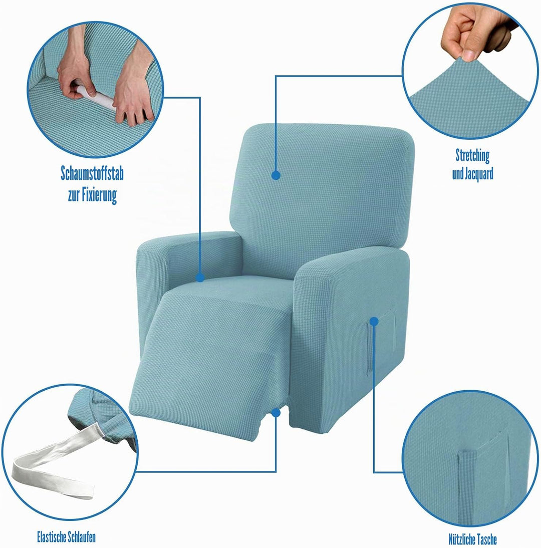 EBETA E Jacquard Sesselbezug, Sesselschoner, Stretchhusse für Relaxsessel Komplett, Elastisch Bezug