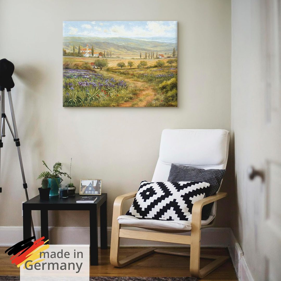 Leinwandbild Wandbild Bild auf Leinwand 80x60 cm Wanddeko Landschaft Provence Stadt Frankreich Natur