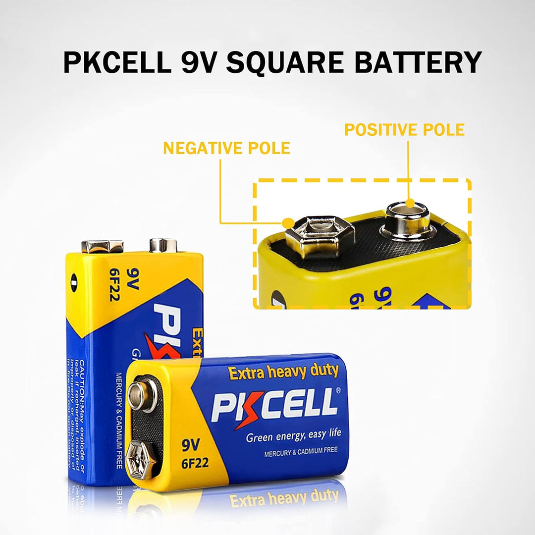 Batterie 9V 6F22 Blockbatterie Langlebig für Rauchmelder,Multimeter,20 Stück,PKCELL Packung mit 20 S