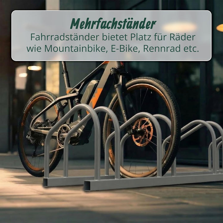 Relaxdays Fahrradständer Boden &amp; Wandmontage, 4 Räder, bis 65 mm Reifenbreite, Garage &amp; Hof, Reihenp