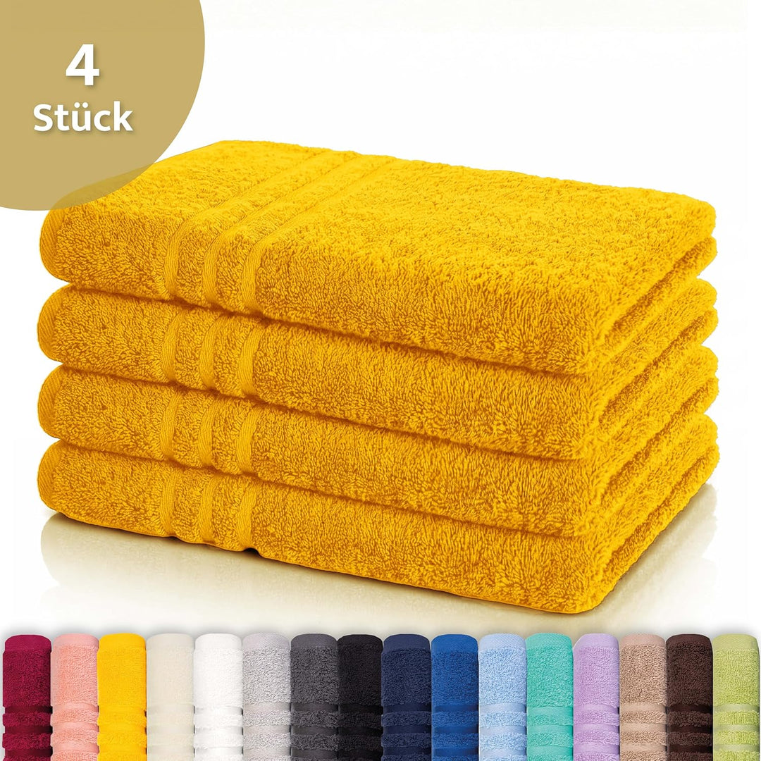 Lavea 4er Set Handtuch 50x100cm, Frottierserie Elena, Rapsgelb 4 x 50 x 100 cm Rapsgelb, 4 x 50 x 10