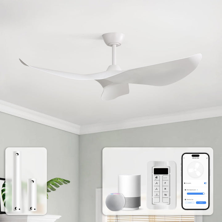 Sofucor 97cm Smart Deckenventilator mit Fernbedienung, Leise Deckenventilator mit Alexa/APP, WLAN, D