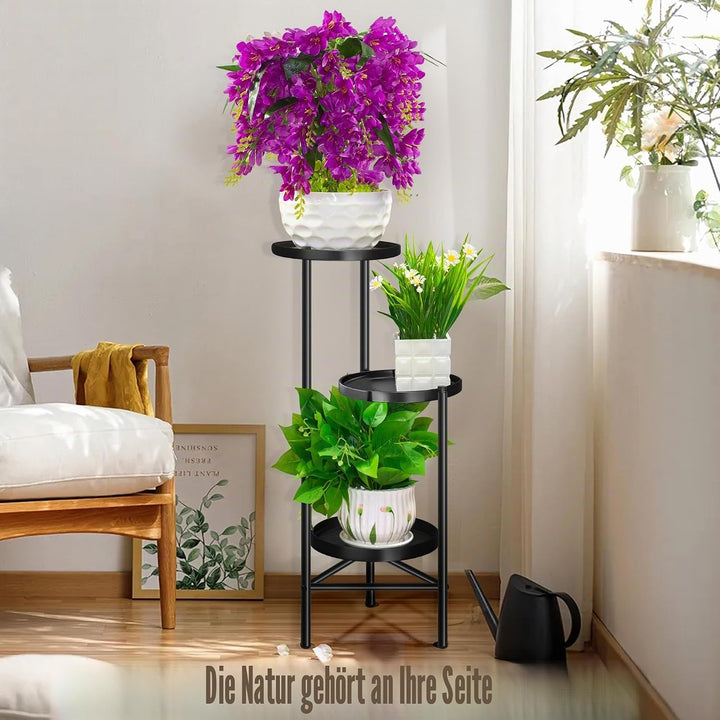 3-stöckiger Metall Pflanzenständer – Hoher Eck-Pflanzenregal, Vertikaler Blumenständer für Balkon, T