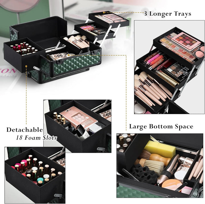Kosmetik Trolley mit Schubladen Professioneller Kosmetikkoffer Nagelkoffer Make up Koffer Schminkkof