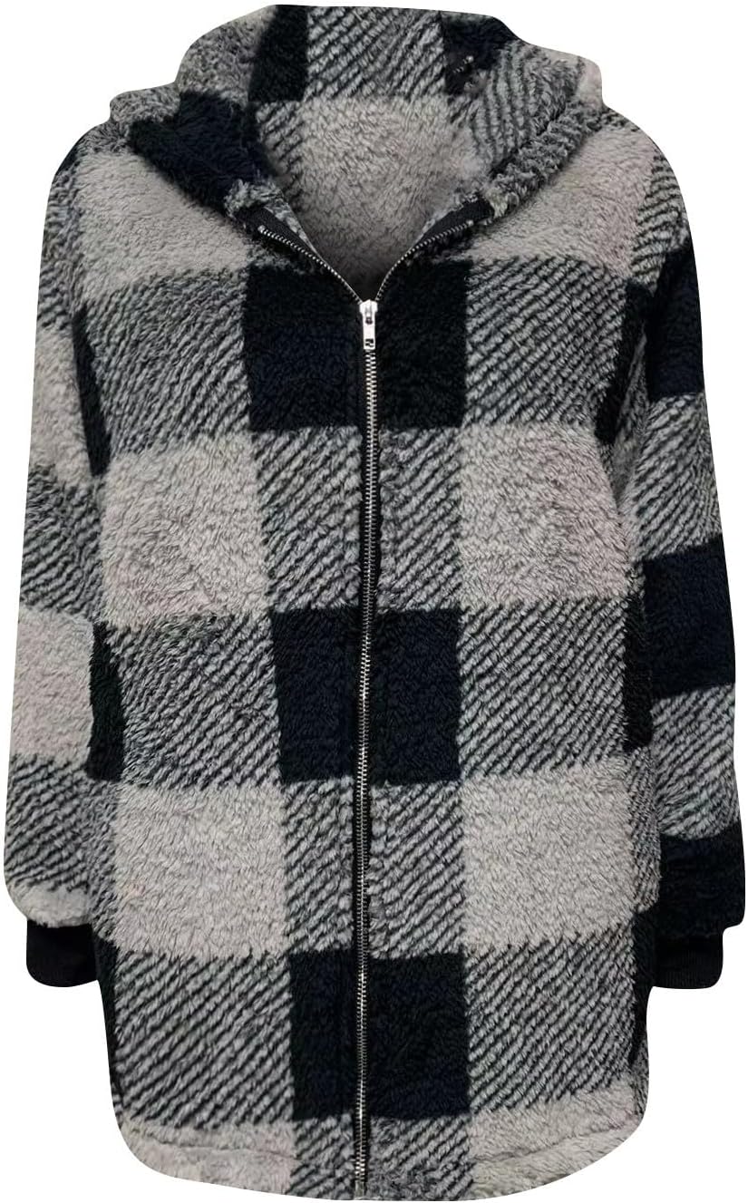 Ansenesna Fleecejacke Damen Mit Kapuze Flauschig Winterjacke Damen Warm Gefüttert Wintermantel Elega