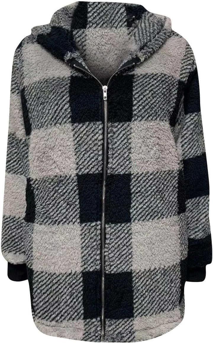 Ansenesna Fleecejacke Damen Mit Kapuze Flauschig Winterjacke Damen Warm Gefüttert Wintermantel Elega
