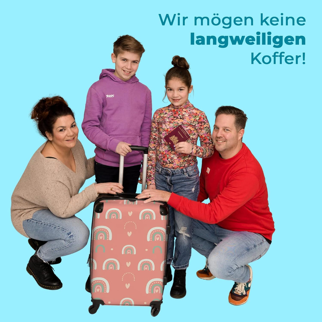 NoBoringSuitcases.com® Reisekoffer Kinder Mädchen Koffer Leicht Reisetrolley mit Rollen Gepäck Rosa