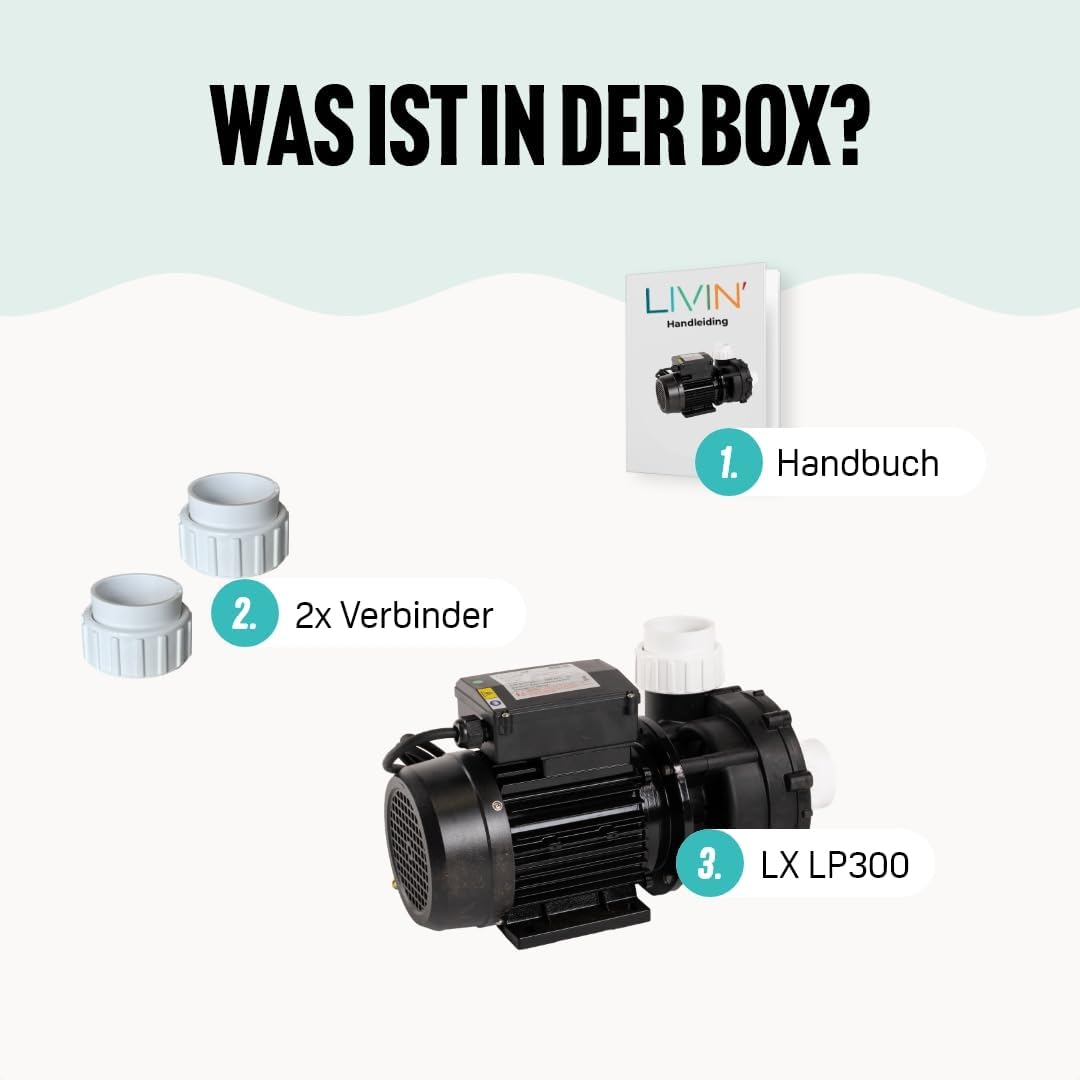 LIVIN' LX LP300 Jet poolpumpen - Whirlpool umwälzpumpe 2.2kw/ 3HP - Pool Filterpumpe 635L/ Min Poolp