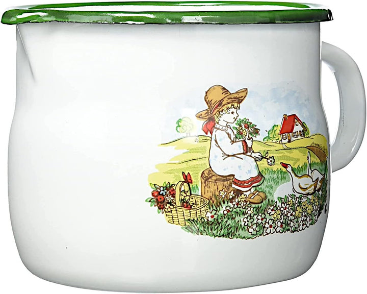 Krüger Milchtopf Gänsekind 14 cm, Emaille, mehrfarbig, 14 cm