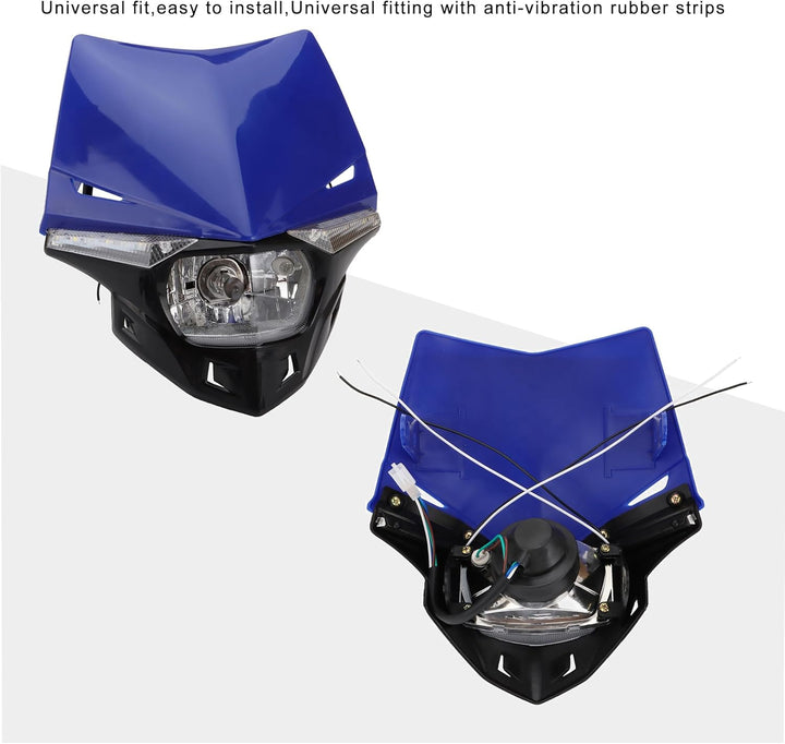 GOOFIT Blau H4 12V 35W Scheinwerfer Mini Blinkerleuchten Lichtmaske mit Front Verkleidung Ersatz für