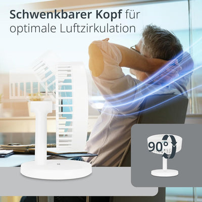 ADE Sehr leiser Tischventilator | USB Ventilator mit 3 Geschwindigkeitsstufen | 2.000 mAh Akku für b