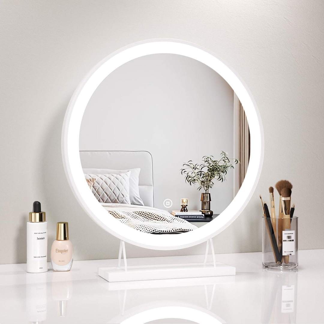 Heilmetz LED Tischspiegel mit Beleuchtung Φ40cm Rund Schminkspiegel 3 Lichtfarbe Warmweiss/Neutral/K