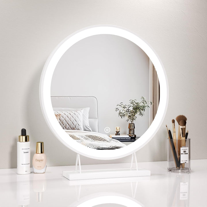 Heilmetz LED Tischspiegel mit Beleuchtung Φ40cm Rund Schminkspiegel 3 Lichtfarbe Warmweiss/Neutral/K