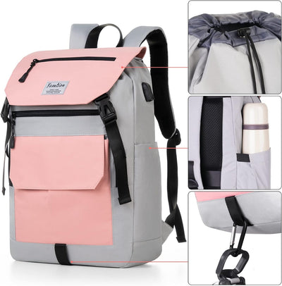 YAMTION 17" Rucksack Laptop Damen Schulrucksack Mädchen Teenager Rucksack Schule Frauen Schulranzen