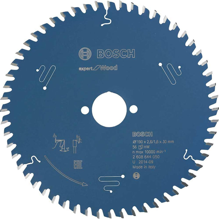 Bosch Professional 1x Kreissägeblatt Expert for Wood (Holz, Sägeblatt Ø 190 x 30 x 2,6 mm, 56 Zähne,