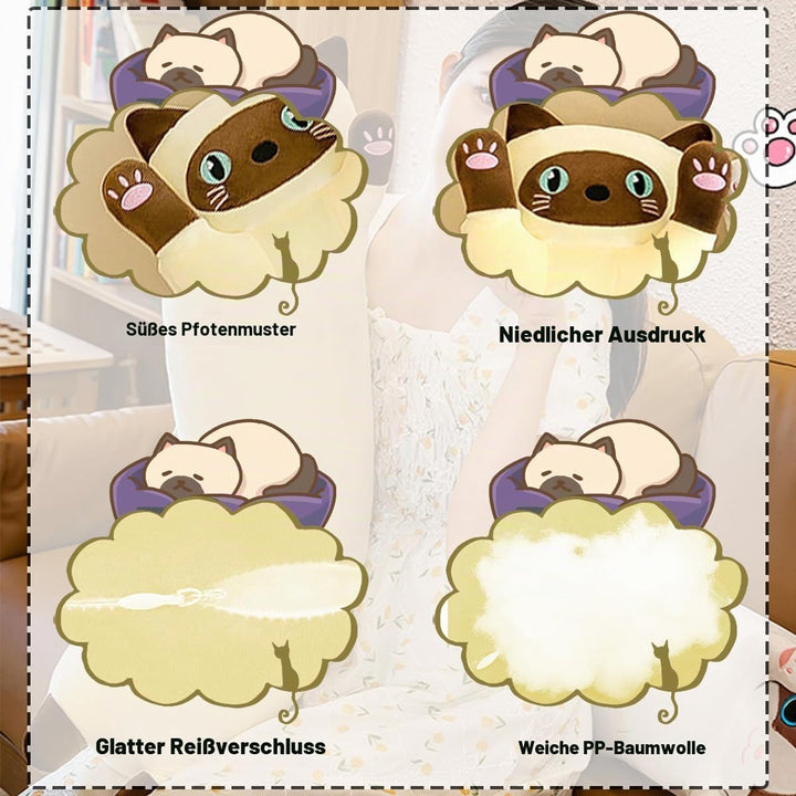 LEcylankEr Katze Kuscheltier 90cm Weiche Katze Plüsch Plüschtier Kissen Katze Stofftier Kuscheltiere