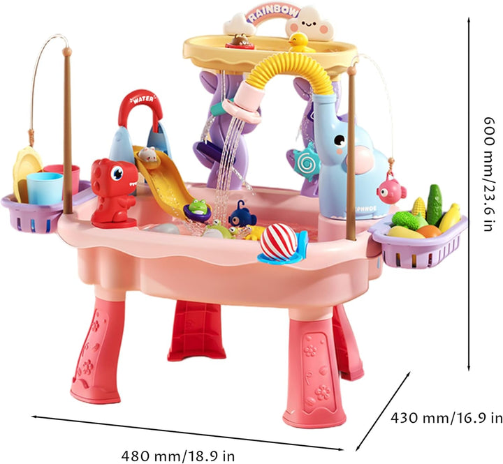 Wassertisch für Kinder, Wasserspieltisch für Kleinkinder – Doppelschichtiges 6-in-1-Sandspielzeug mi