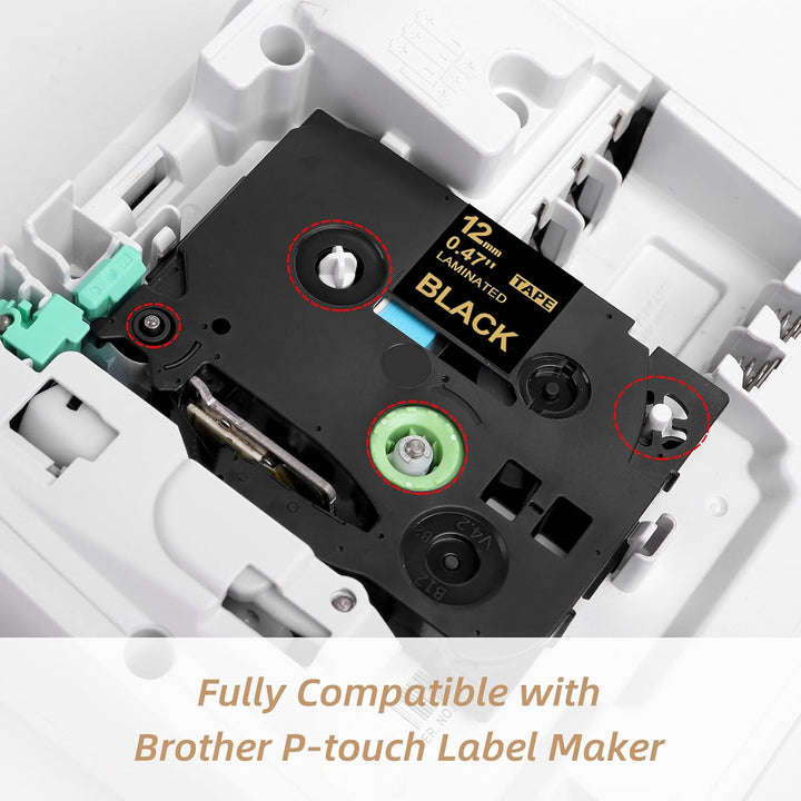 3x MarkField Kompatible Laminiert Schriftband für Brother P-Touch Label Maker TZ TZe-334 Bänder Gold