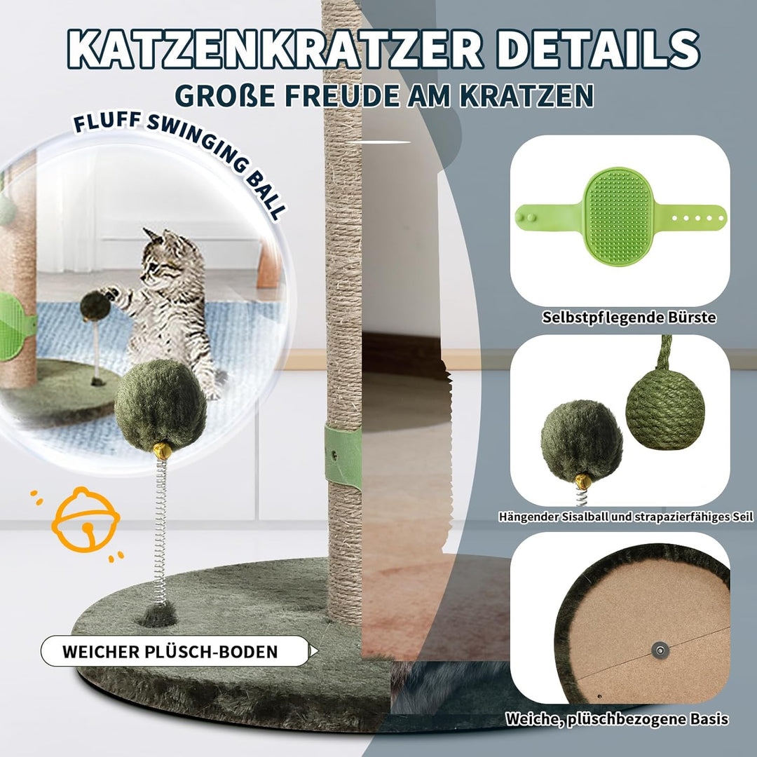 Meowoou Kratzsäule, 84 cm Kratzstamm, Ausgewachsene Katzen und Kätzchen, Hoher Kratzbaum mit Sisalse