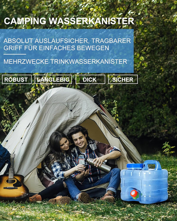 RUYI 15L Wasserkanister mit Hahn und Schraubdeckel, Camping Wasserkanister BPA-frei Trinkwasserkanis