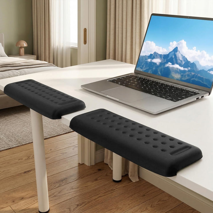 QWORK® 2er Set Ergonomische L-förmige Armauflage für Schreibtischkante, Memory-Schaum – Komfortable
