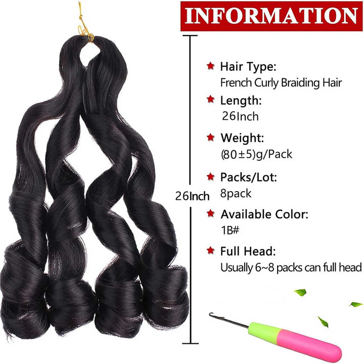 Xtrend Pre Stretched French Curly Braiding Hair 26 Inch 8 Packs Bouncy Loose Wave Braiding Hair Hot